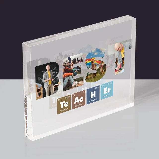 Woord Van Foto'S: Best Teacher Chemische Elementen - Acryl Blok