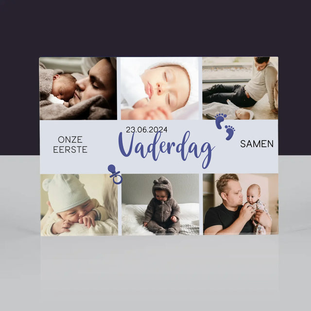 Fotocollage: Onze Eerste Vaderdag - Acryl Blok