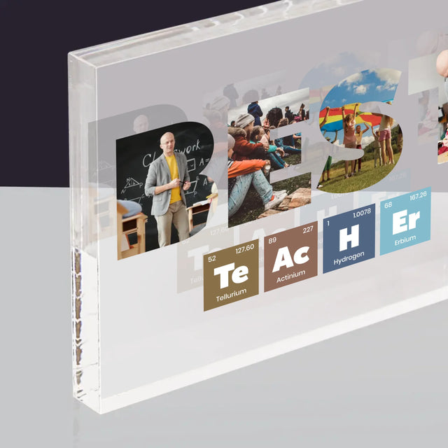 Woord Van Foto'S: Best Teacher Chemische Elementen - Acryl Blok