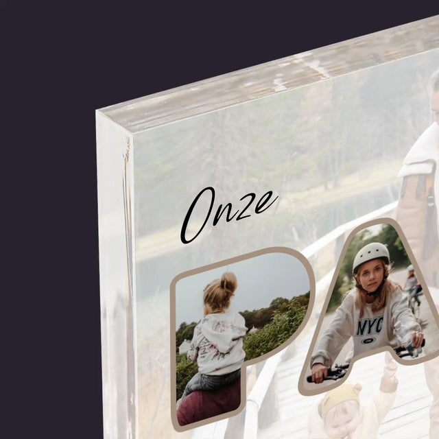 Woord Van Foto'S: Onze Papa Is De Beste - Acryl Blok