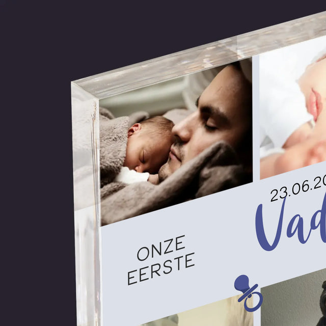 Fotocollage: Onze Eerste Vaderdag - Acryl Blok