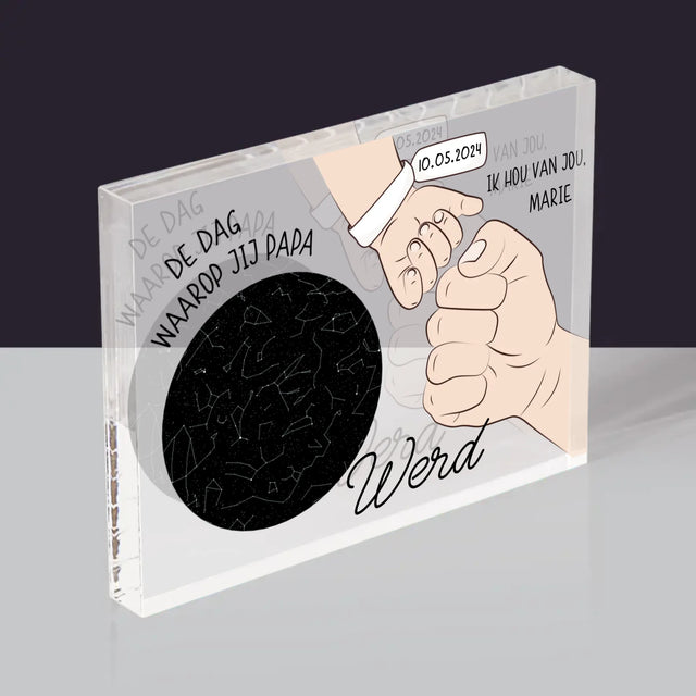 Starrenkaart: De Dag Waarop Jij Papa Werd - Acryl Blok