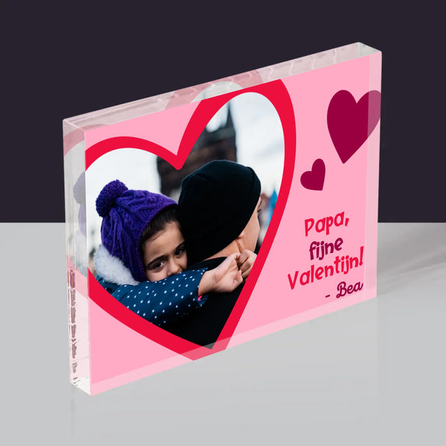 Foto En Handtekening: Valentijn Papa - Acryl Blok