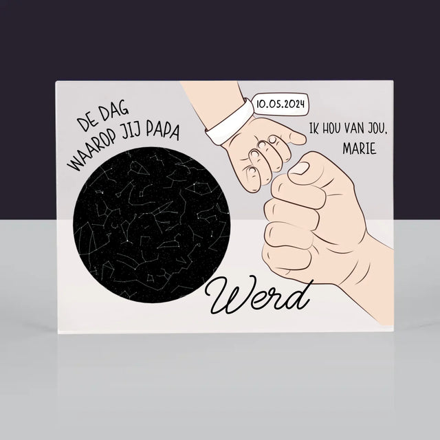 Starrenkaart: De Dag Waarop Jij Papa Werd - Acryl Blok