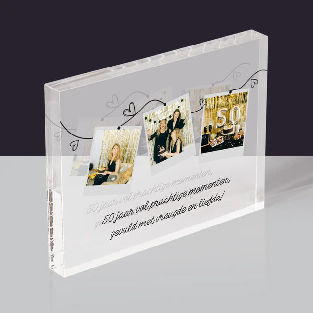 Fotocollage: 50 Jaar Vol Prachtige Momenten - Acryl Blok