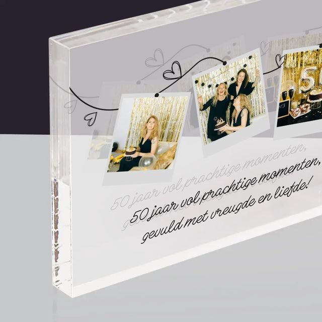 Fotocollage: 50 Jaar Vol Prachtige Momenten - Acryl Blok