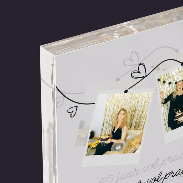 Fotocollage: 50 Jaar Vol Prachtige Momenten - Acryl Blok