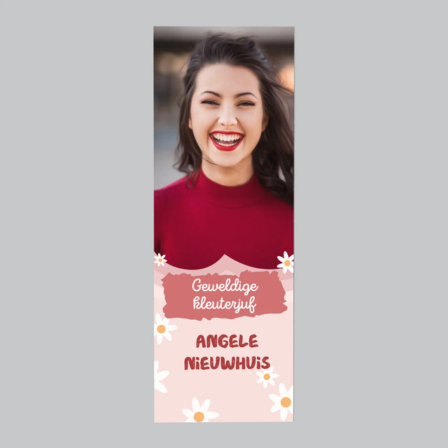 Foto En Handtekening: Geweldige Kleuterjuf - Koelkast Magneet