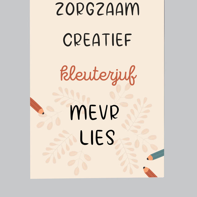 Foto En Handtekening: Kleuterjuf - Koelkast Magneet