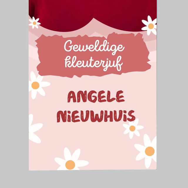 Foto En Handtekening: Geweldige Kleuterjuf - Koelkast Magneet