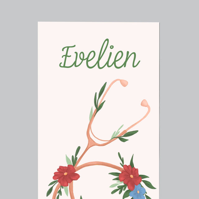 Foto En Handtekening: Stethoscoop Bloemen - Koelkast Magneet