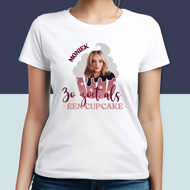 Foto En Handtekening: Zo Zoet Als Een Cupcake - T-Shirt Voor Dames