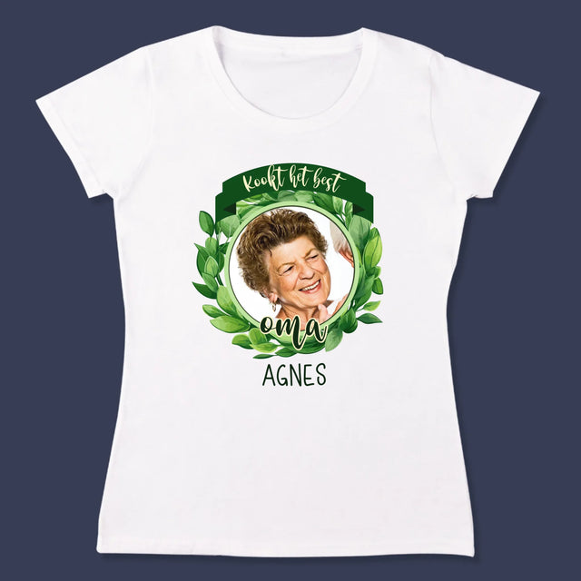 Foto En Handtekening: Kookt Het Best - T-Shirt Voor Dames