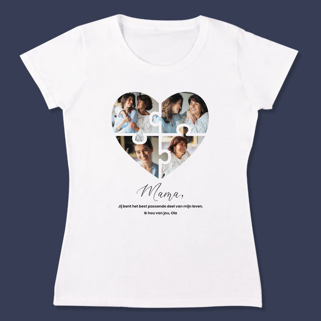 Fotocollage: Puzzel Hart, Voor Mama - T-Shirt Voor Dames