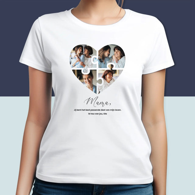 Fotocollage: Puzzel Hart, Voor Mama - T-Shirt Voor Dames