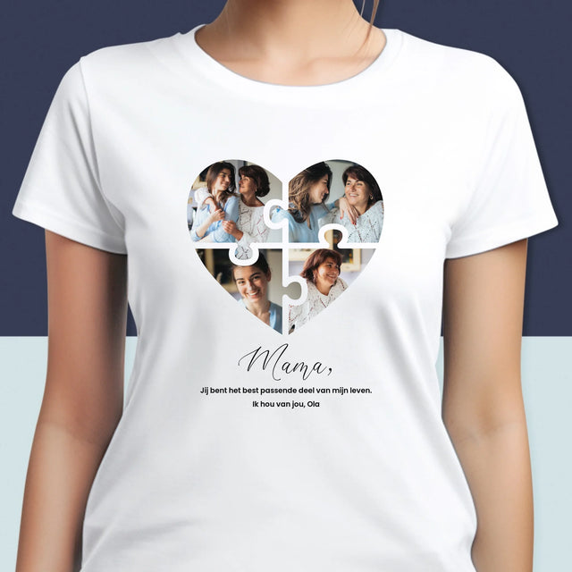 Fotocollage: Puzzel Hart, Voor Mama - T-Shirt Voor Dames