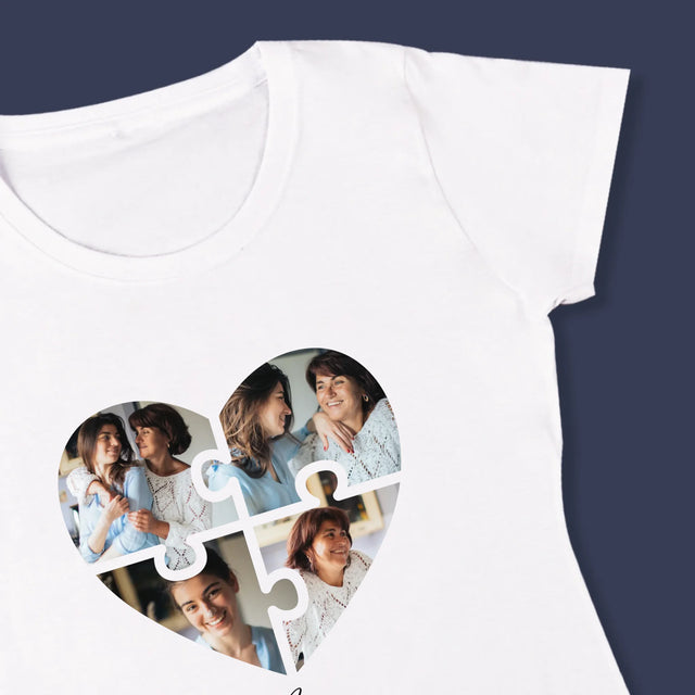 Fotocollage: Puzzel Hart, Voor Mama - T-Shirt Voor Dames