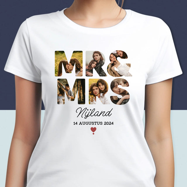 Woord Van Foto'S: Mr&Mrs - T-Shirt Voor Dames
