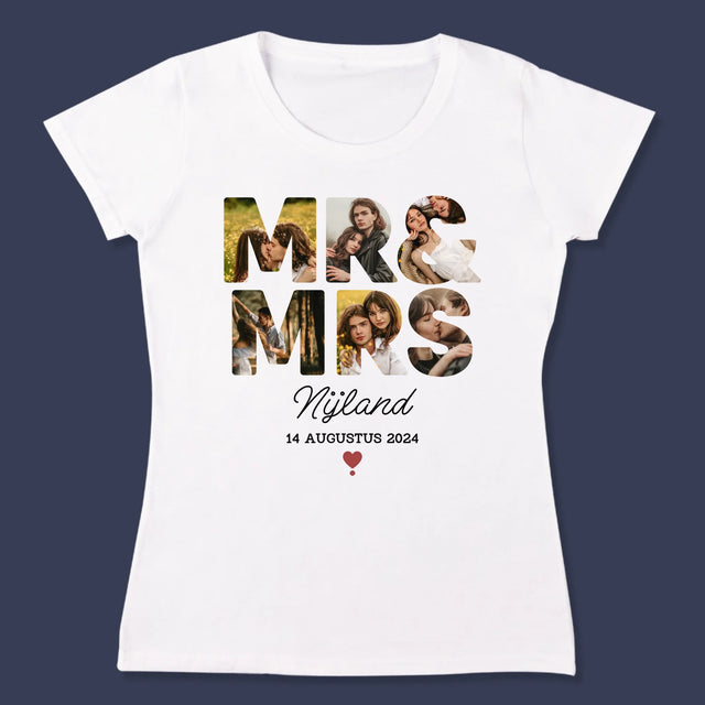 Woord Van Foto'S: Mr&Mrs - T-Shirt Voor Dames
