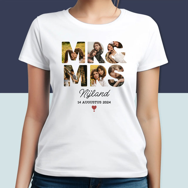 Woord Van Foto'S: Mr&Mrs - T-Shirt Voor Dames