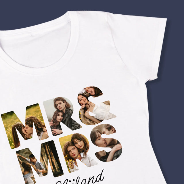 Woord Van Foto'S: Mr&Mrs - T-Shirt Voor Dames