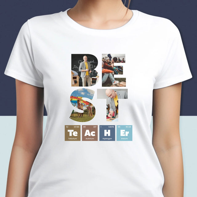 Woord Van Foto'S: Best Teacher Chemische Elementen - T-Shirt Voor Dames