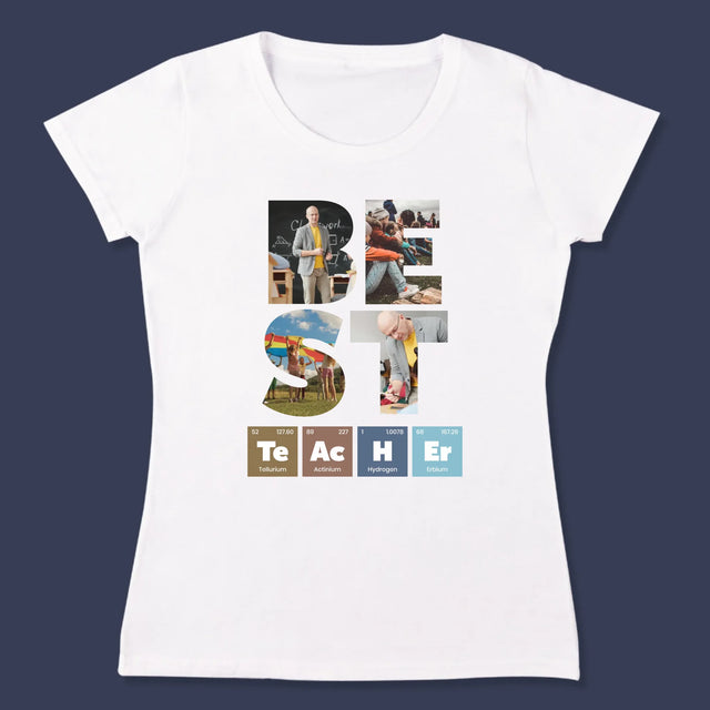 Woord Van Foto'S: Best Teacher Chemische Elementen - T-Shirt Voor Dames