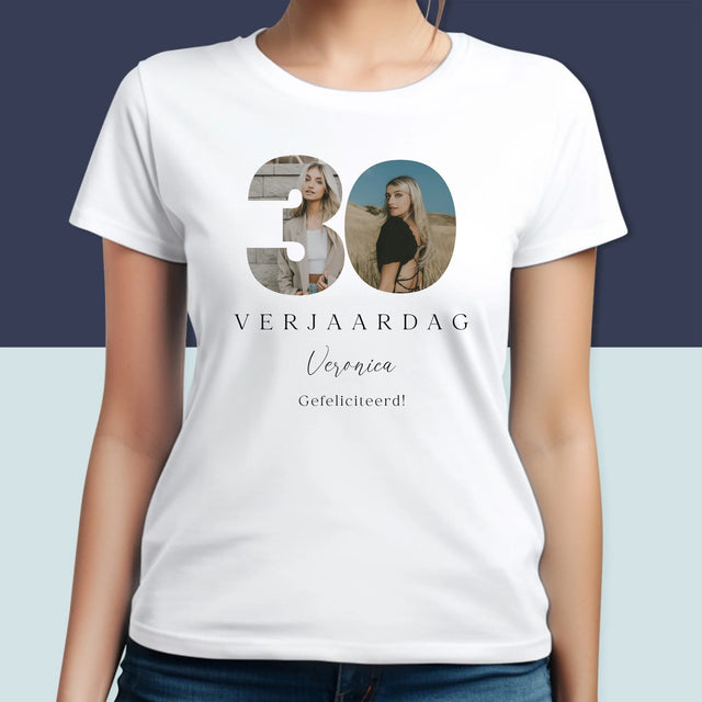 Woord Van Foto'S: 30E Verjaardag Handtekening - T-Shirt Voor Dames