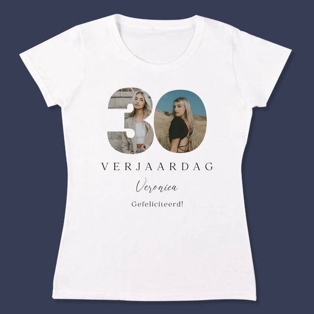 Woord Van Foto'S: 30E Verjaardag Handtekening - T-Shirt Voor Dames