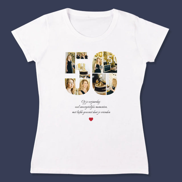 Vorm Van Foto'S: 50E Verjaardag Wensen - T-Shirt Voor Dames