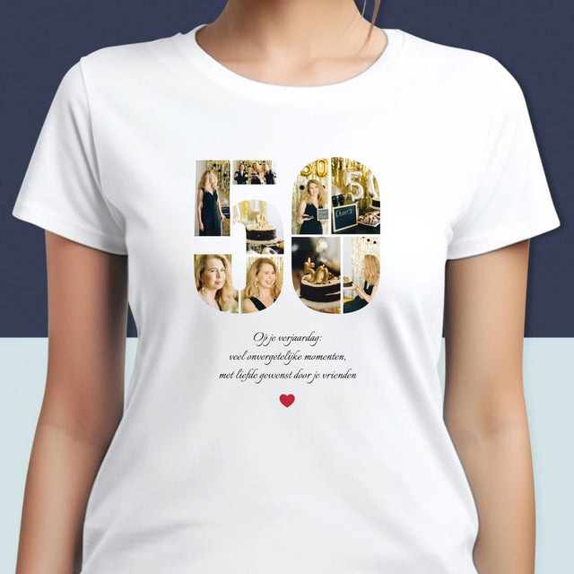Vorm Van Foto'S: 50E Verjaardag Wensen - T-Shirt Voor Dames