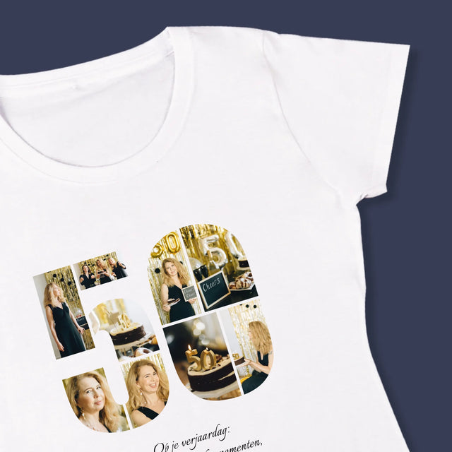 Vorm Van Foto'S: 50E Verjaardag Wensen - T-Shirt Voor Dames