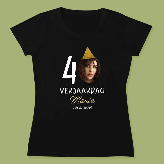 Foto En Handtekening: 40 Verjaardag Pet - T-Shirt Voor Dames