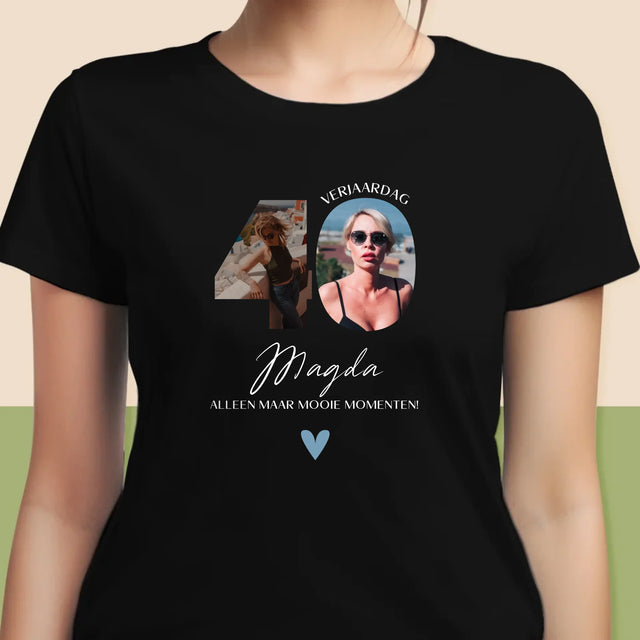 Woord Van Foto'S: 40E Verjaardag Mooie Momenten - T-Shirt Voor Dames