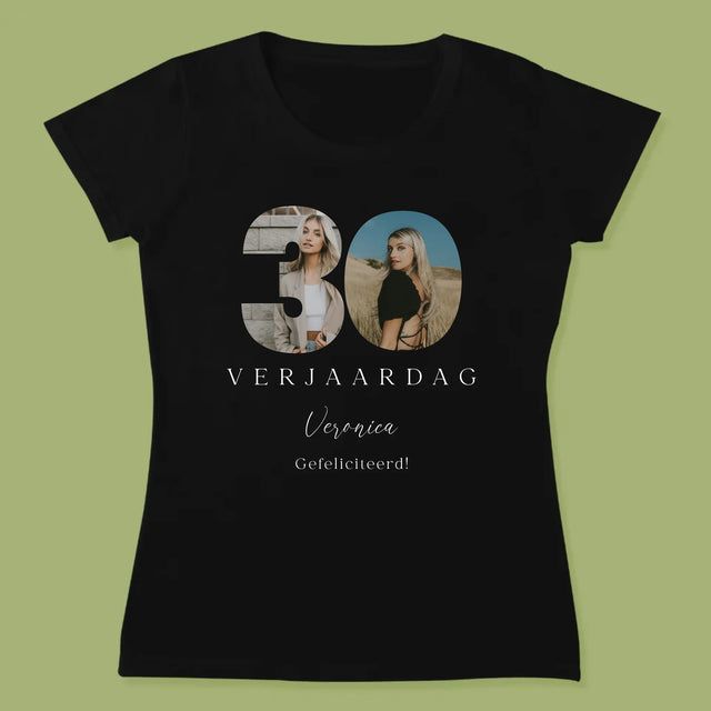 Woord Van Foto'S: 30E Verjaardag Handtekening - T-Shirt Voor Dames