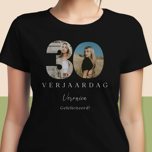 Woord Van Foto'S: 30E Verjaardag Handtekening - T-Shirt Voor Dames