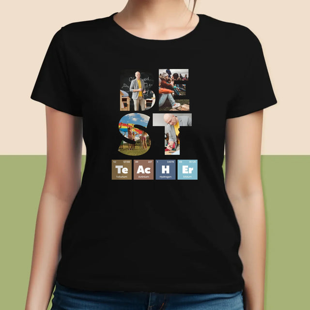 Woord Van Foto'S: Best Teacher Chemische Elementen - T-Shirt Voor Dames