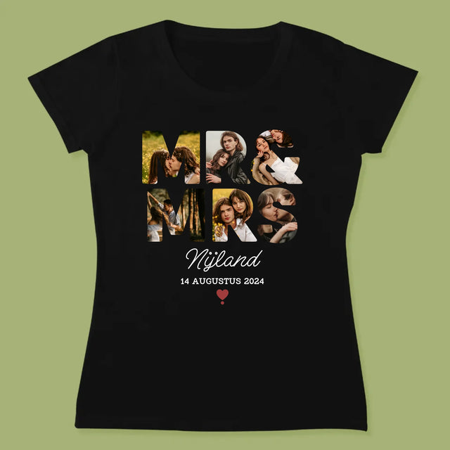 Woord Van Foto'S: Mr&Mrs - T-Shirt Voor Dames