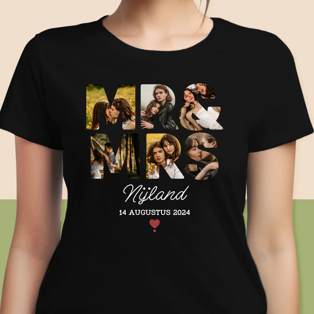 Woord Van Foto'S: Mr&Mrs - T-Shirt Voor Dames