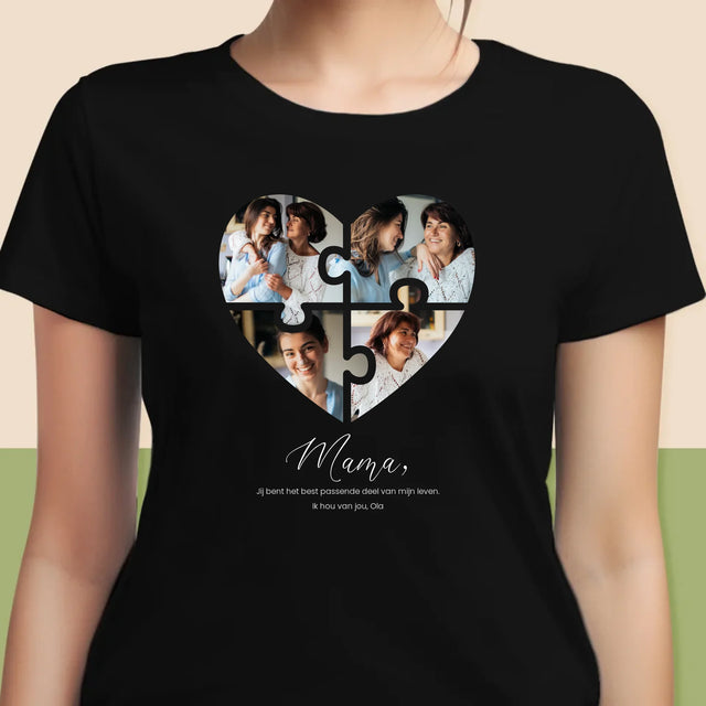 Fotocollage: Puzzel Hart, Voor Mama - T-Shirt Voor Dames