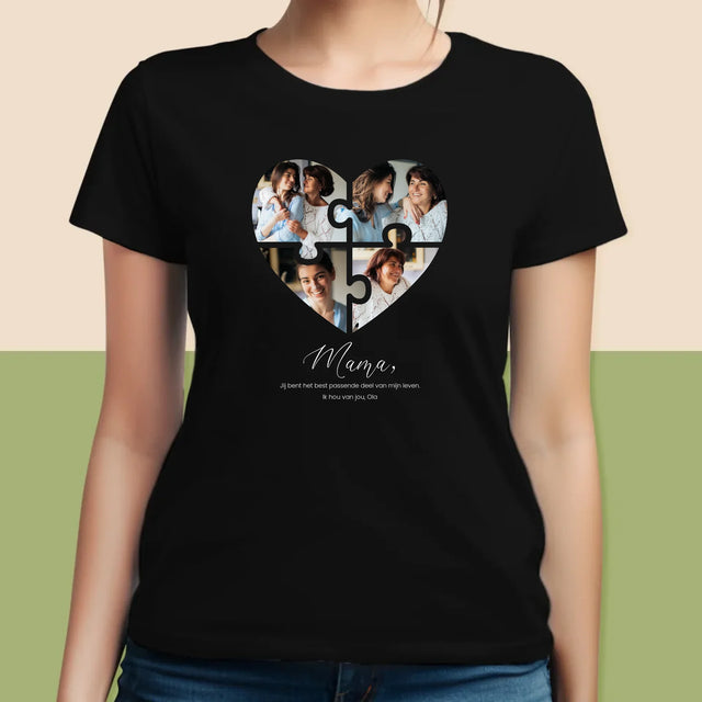 Fotocollage: Puzzel Hart, Voor Mama - T-Shirt Voor Dames