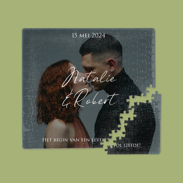 Foto En Handtekening: Trouwfoto Met Wensen - Puzzel