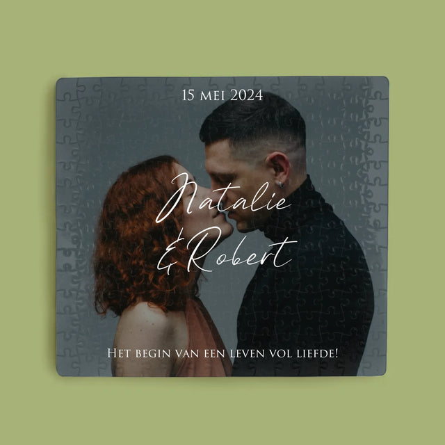 Foto En Handtekening: Trouwfoto Met Wensen - Puzzel