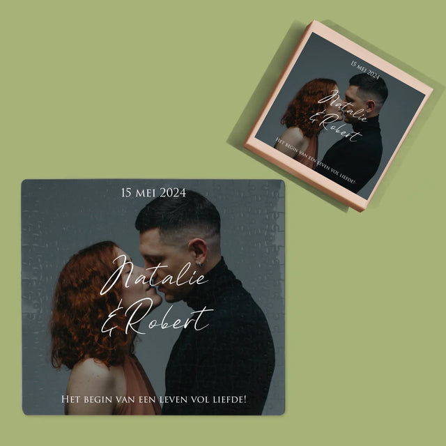 Foto En Handtekening: Trouwfoto Met Wensen - Puzzel