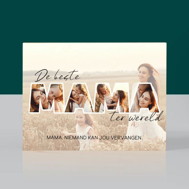 Woord Van Foto'S: Foto'S De Beste Mama Ter Wereld - Afdruk Op Hout (Horizontaal)