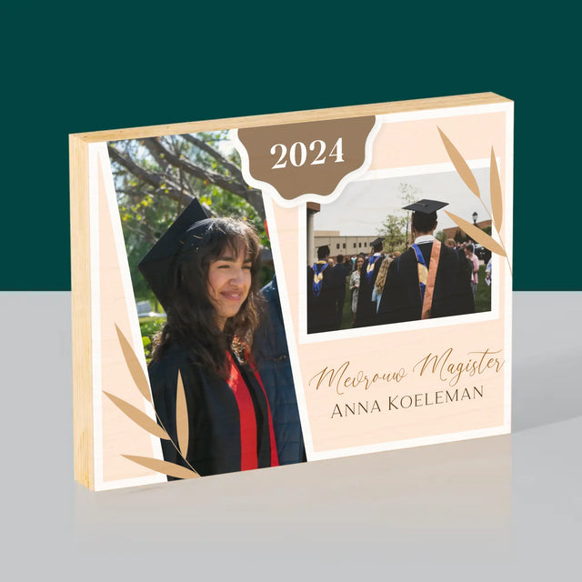 Fotocollage: Mevrouw Magister - Afdruk Op Hout (Horizontaal)