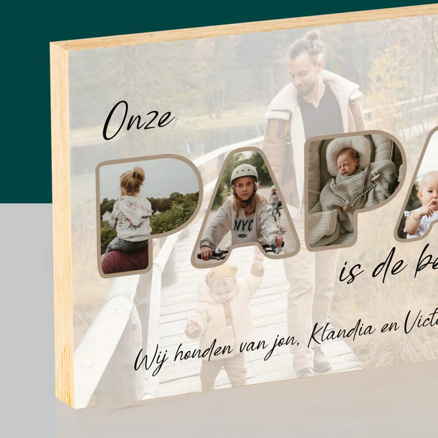 Woord Van Foto'S: Onze Papa Is De Beste - Afdruk Op Hout (Horizontaal)