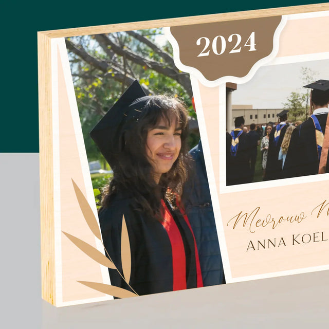 Fotocollage: Mevrouw Magister - Afdruk Op Hout (Horizontaal)