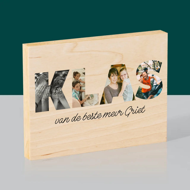 Woord Van Foto'S: Klas - Afdruk Op Hout (Horizontaal)