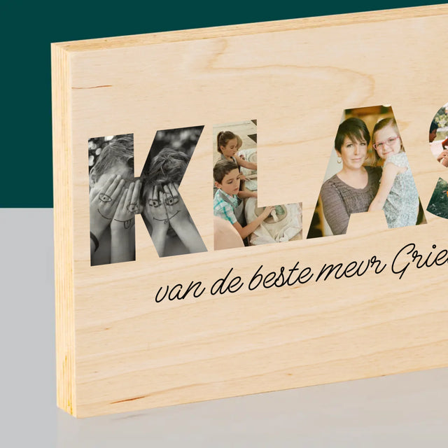 Woord Van Foto'S: Klas - Afdruk Op Hout (Horizontaal)